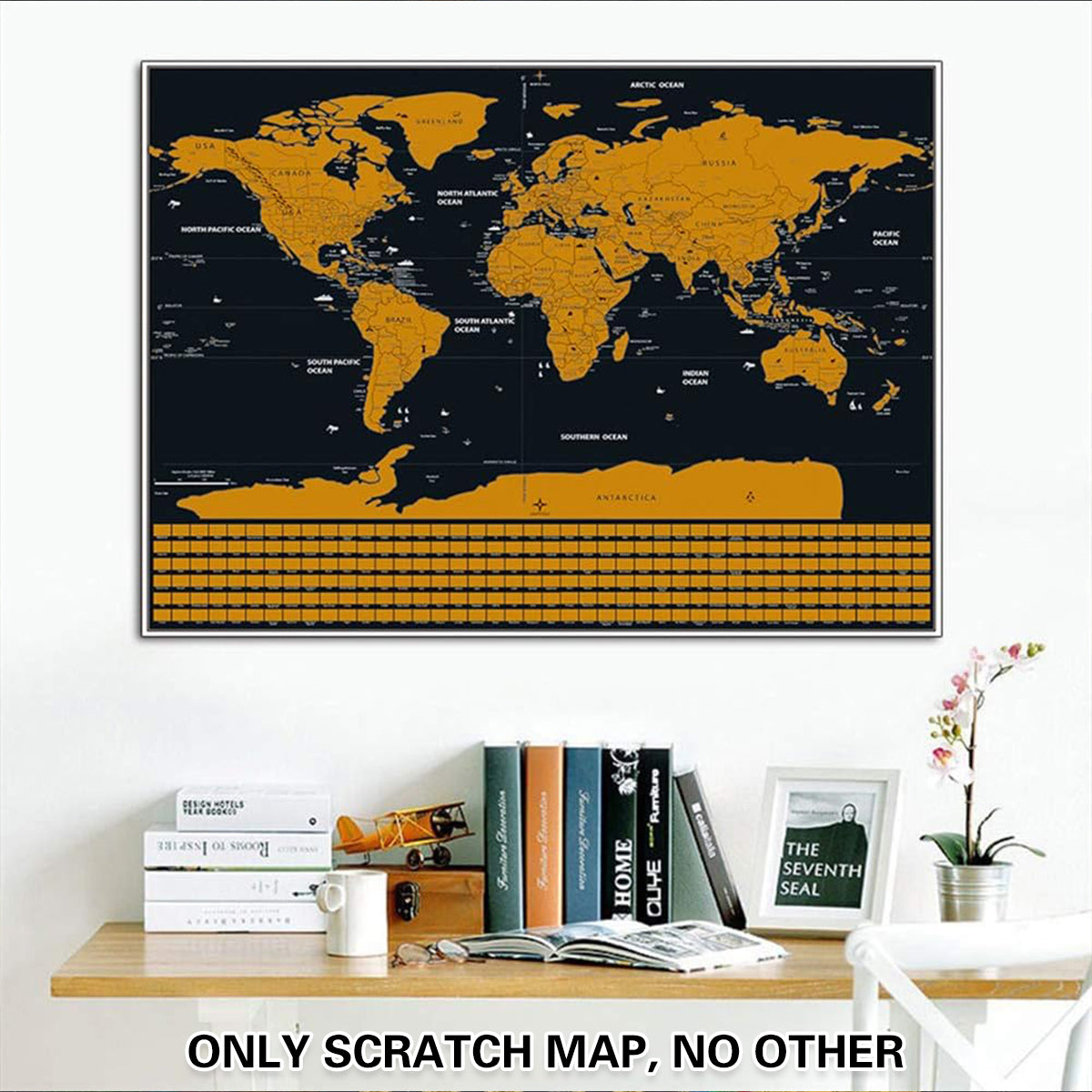 Deluxe Scratch Off World Map Interactive Travel Poster