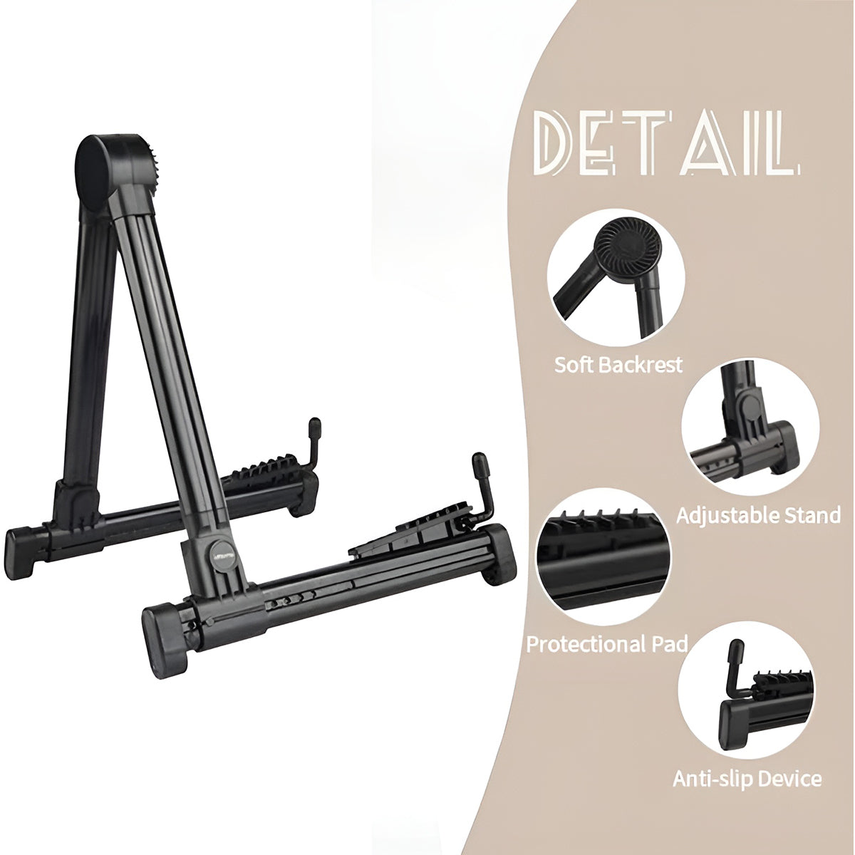Folding Guitar Floor Stand Portable Holder with Anti-Slip Support