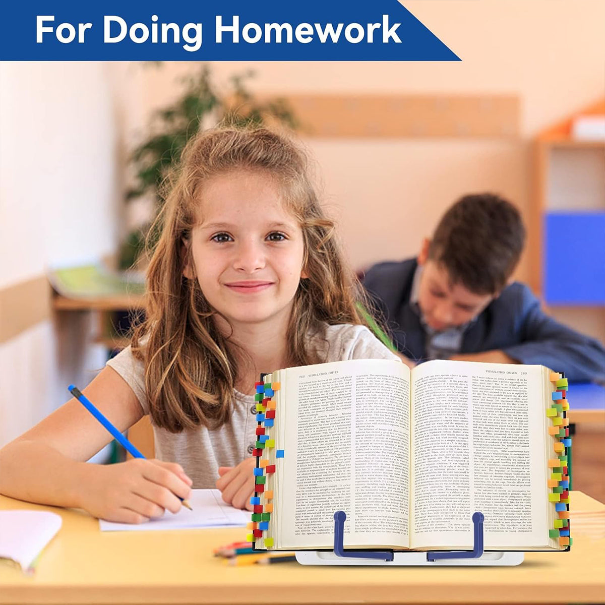 Portable Adjustable Plastic Bookshelf with Anti-Slip Base