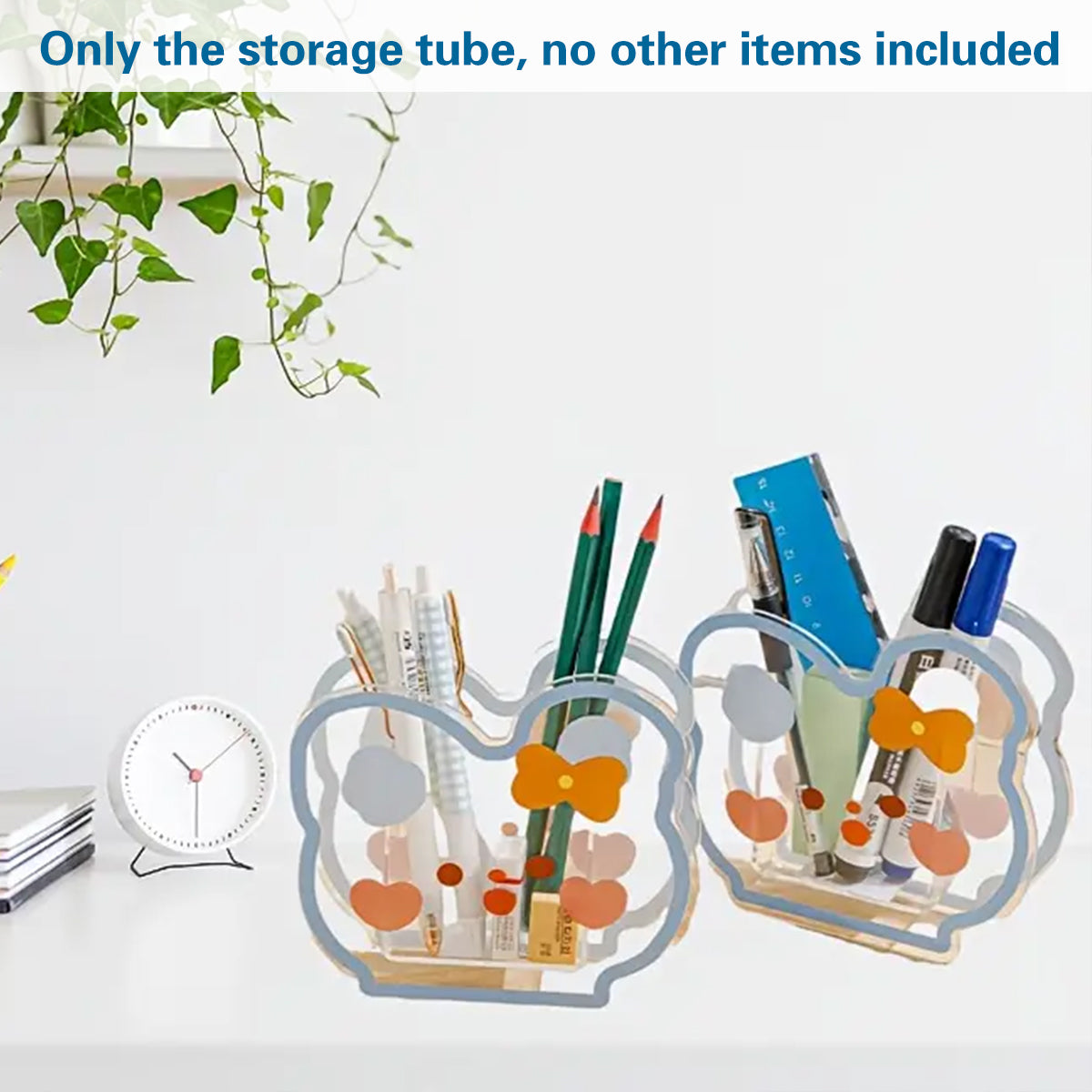 Acrylic Cartoon Pen Holder Cute Desk Organizer for Stationery