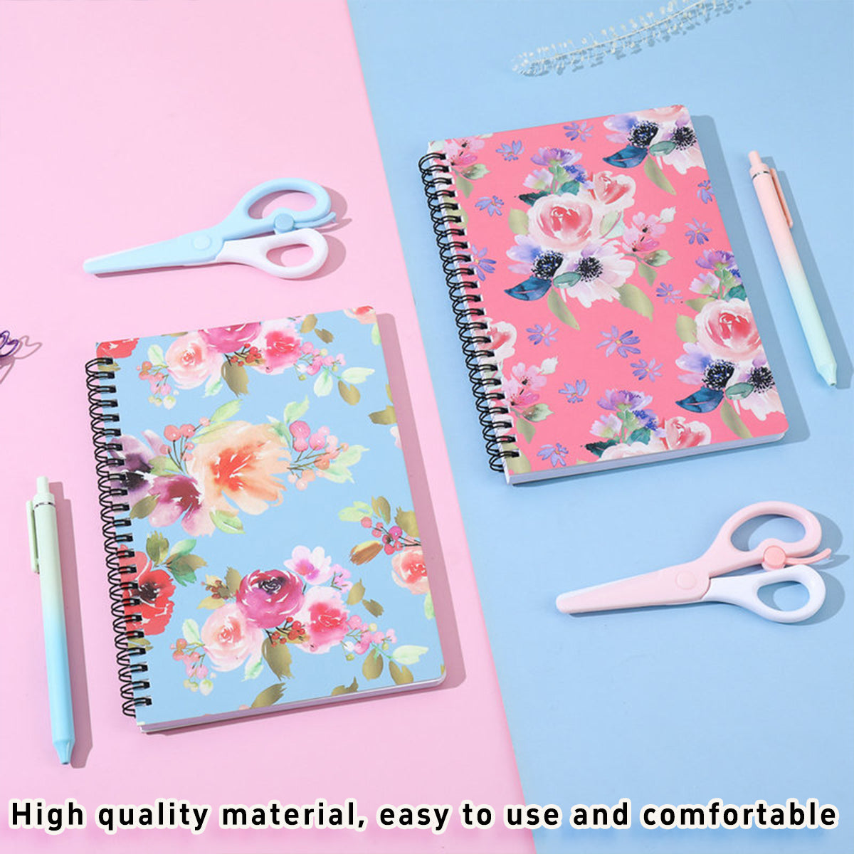 4 Pcs Loose-Leaf Notebooks Vintage Floral Thick Paper