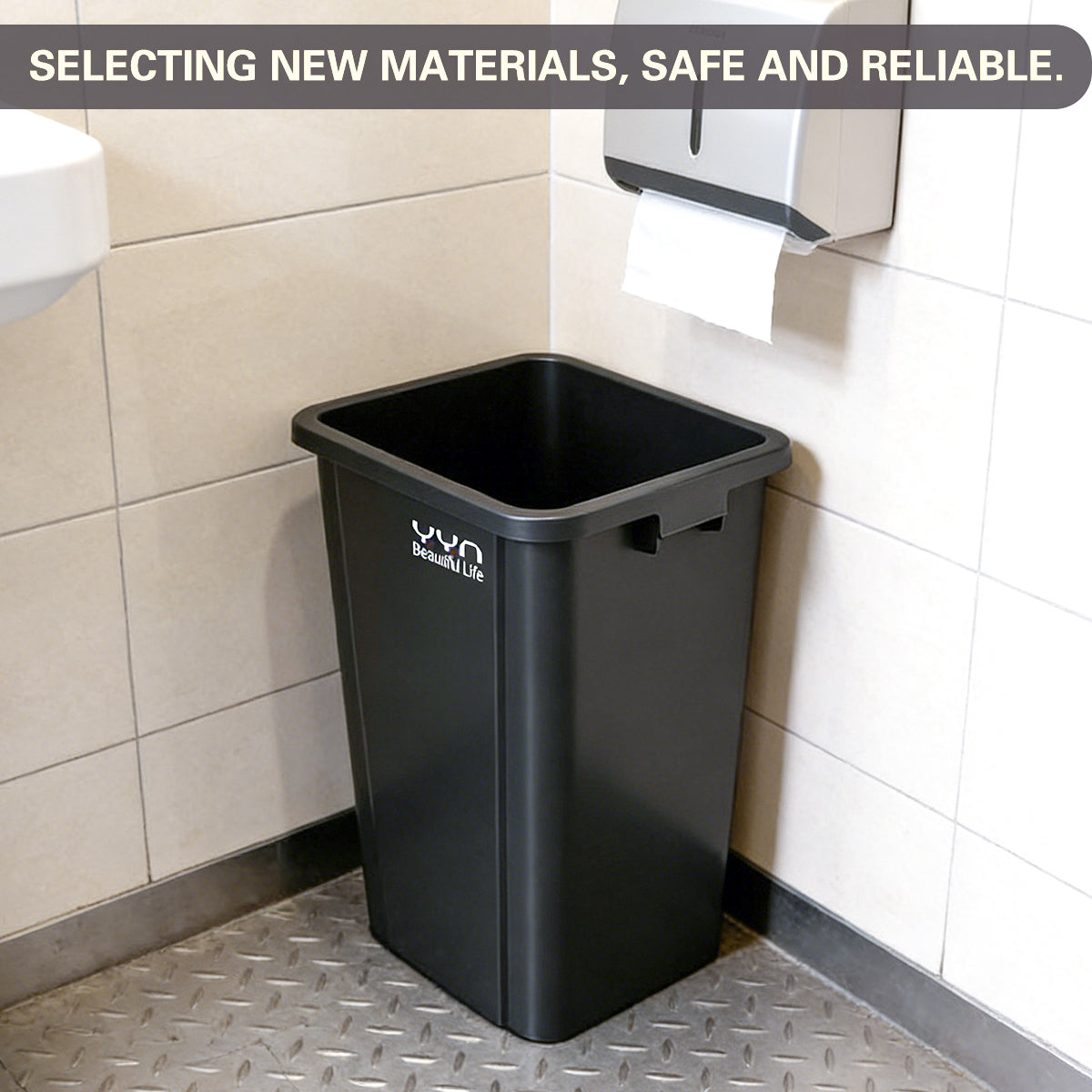 100L Square Trash Can with Handle and Lid Option