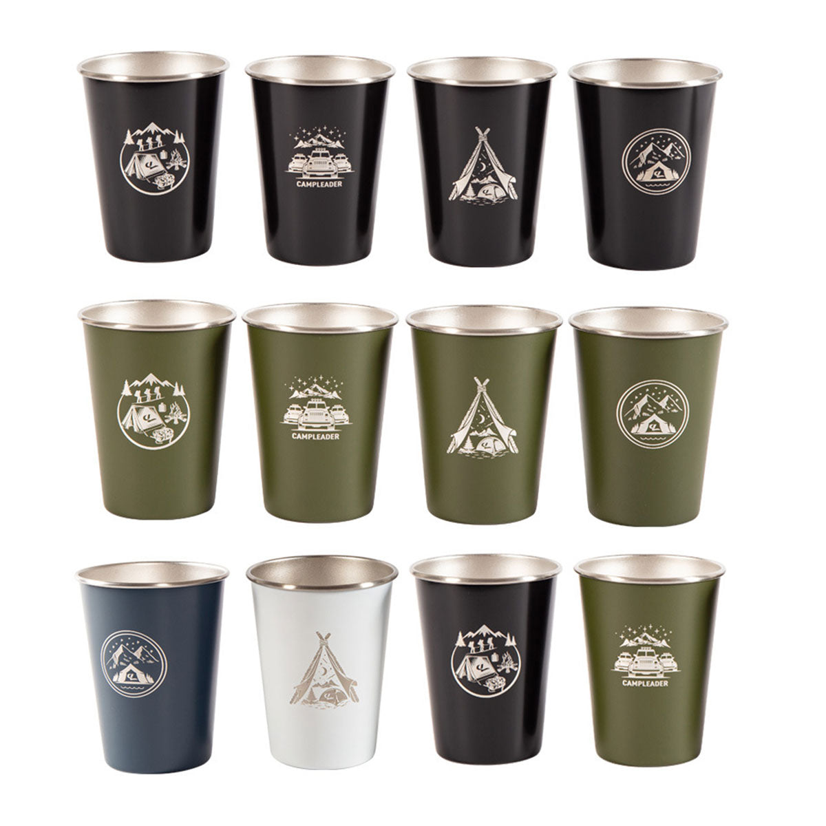 Set of 4 Outdoor 304 Stainless Steel Cups with Bag
