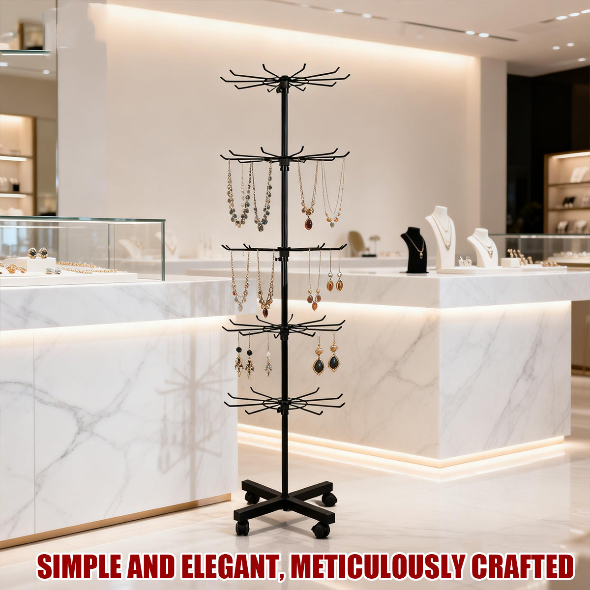 Rotating Jewellery Display Stand with Wheels