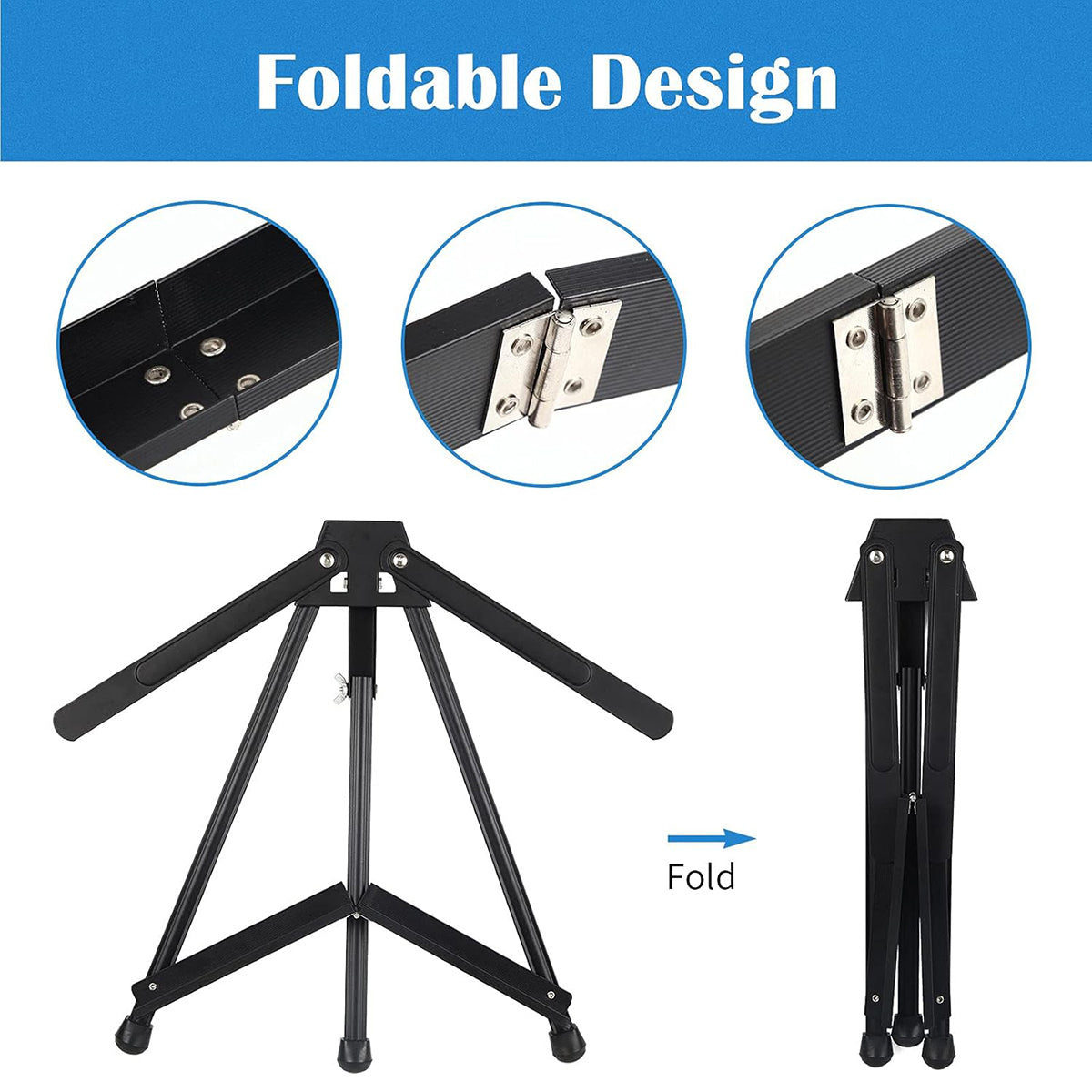 Black Aluminum Tabletop Display Easel Adjustable Tripod Stand