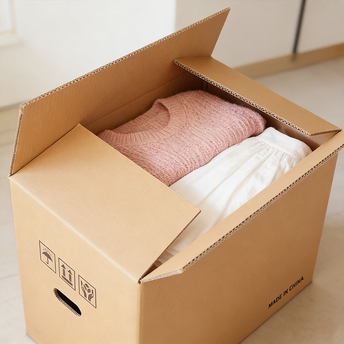 10pcs Hard Cardboard Moving Boxes with Handles