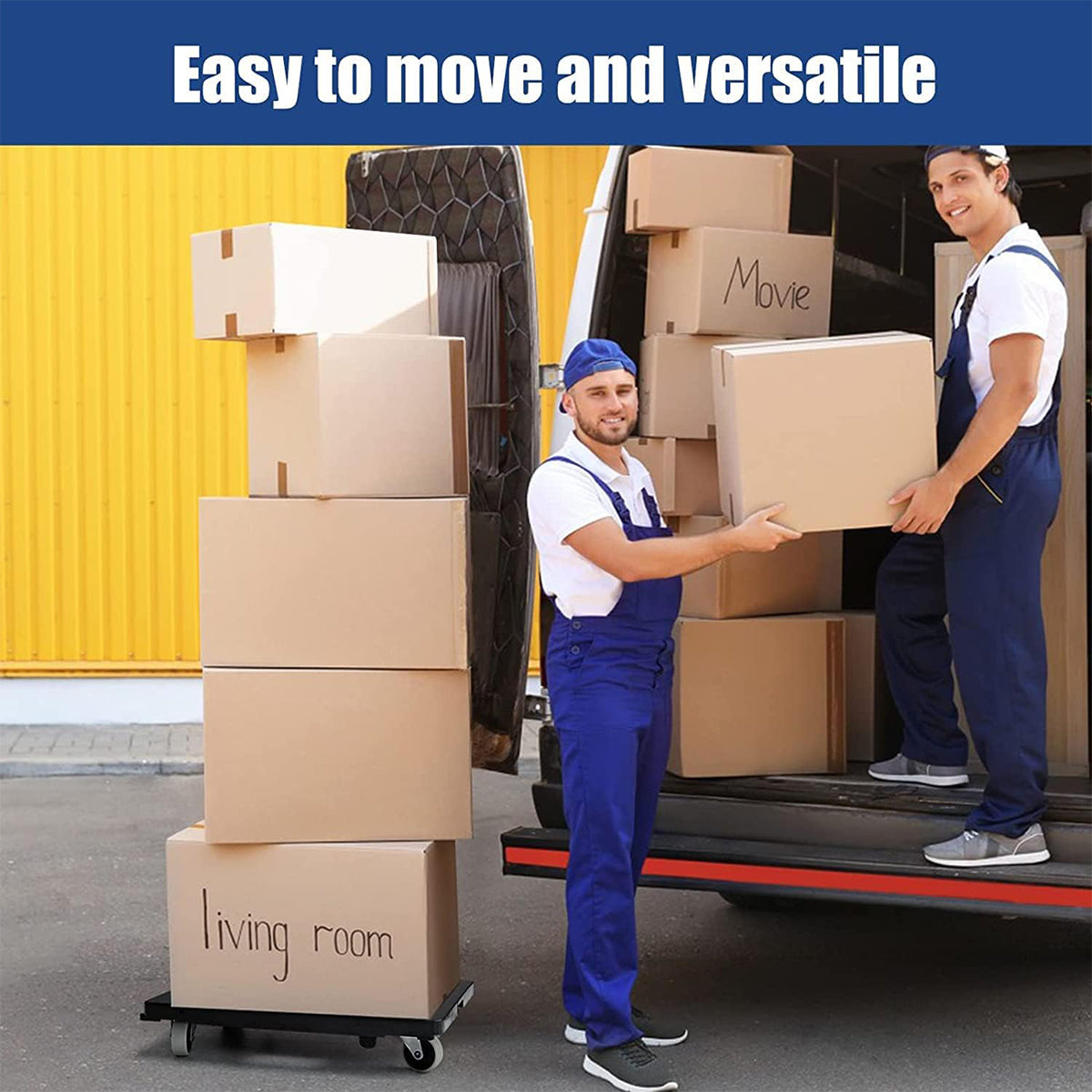 2 Pcs Rolling Utility Cart Silent Platform Trolley 50KG