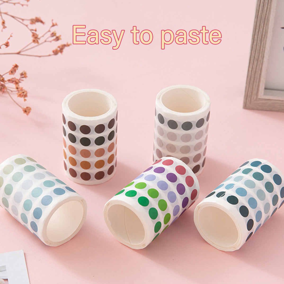 9 Pcs Washi Tape Set Dot Gradient Stickers for Scrapbooking and Journaling