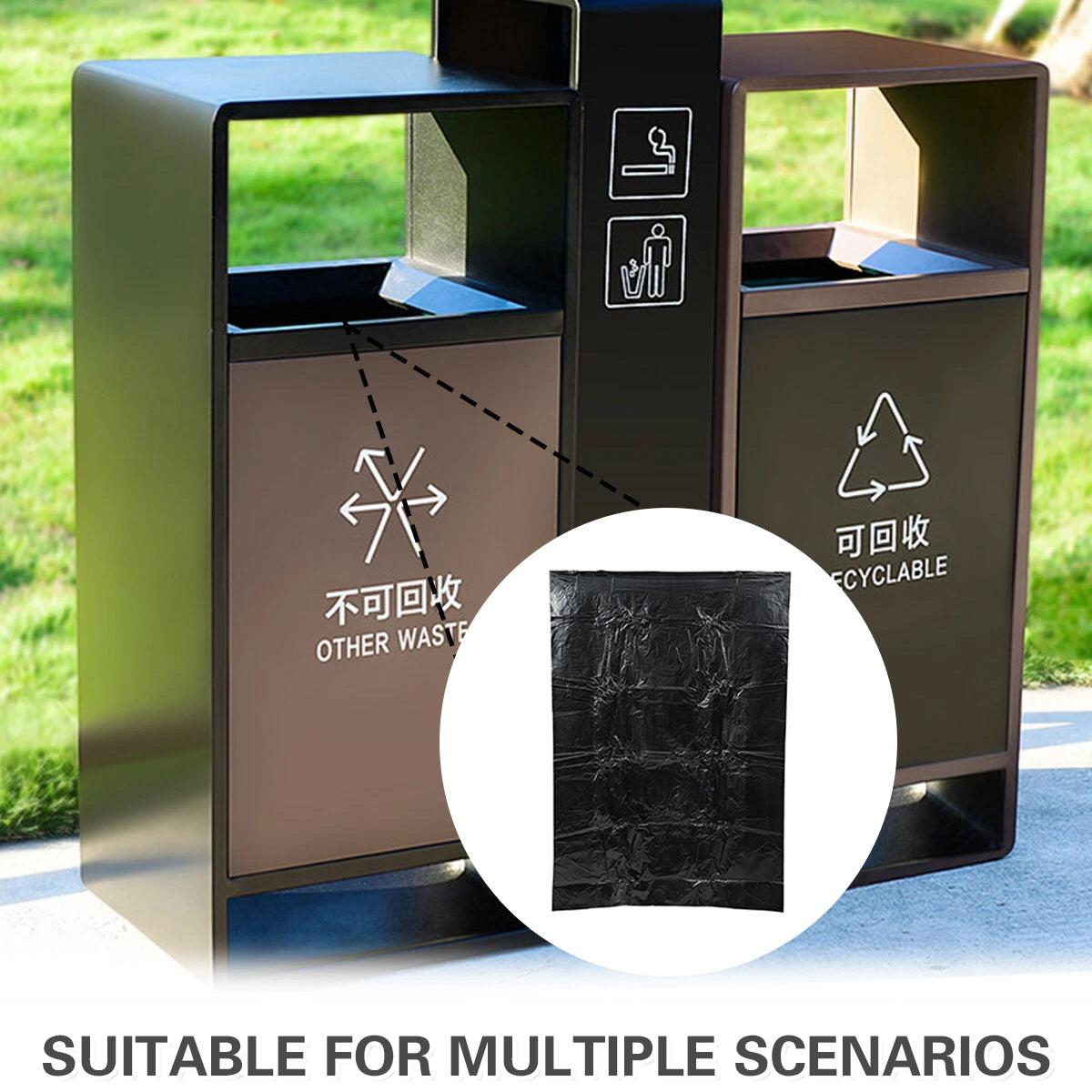 50pcs Heavy Duty Large Trash Bags 140x120cm Black