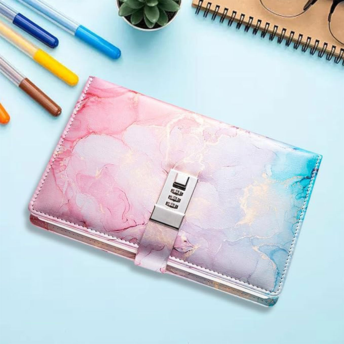 Lockable Password Notebook PU Cover for Planning