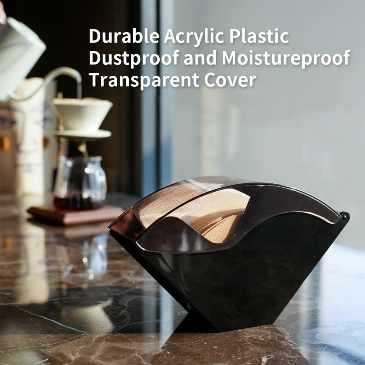 Fan Shaped Coffee Filter Storage Box Dustproof Acrylic