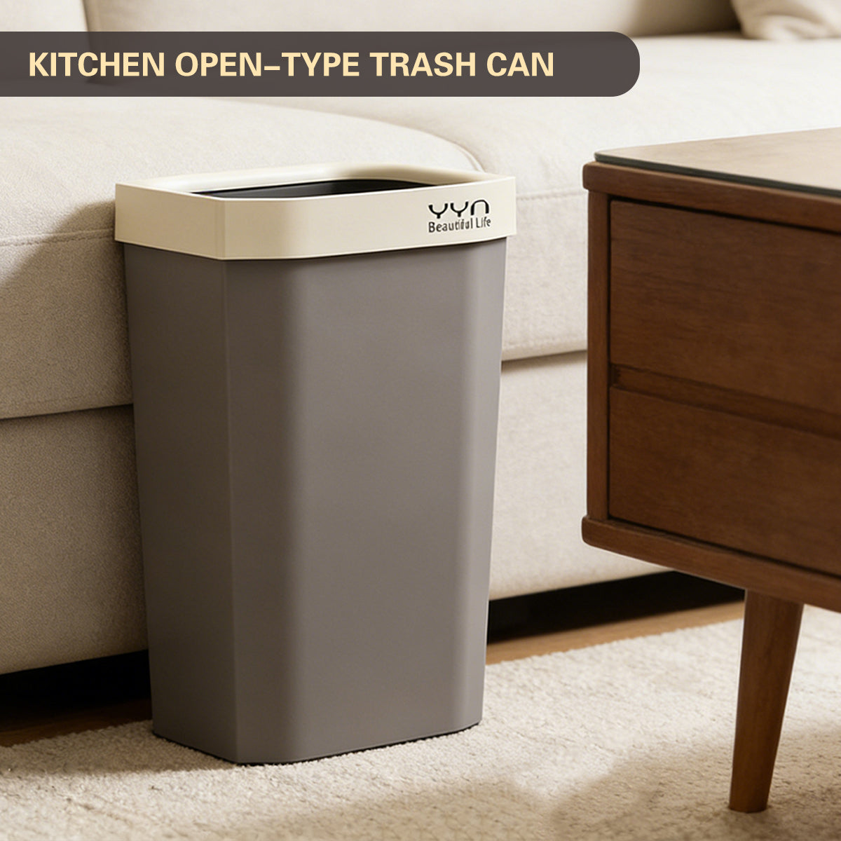 40L Slim Open-Top Waste Bin for Kitchen