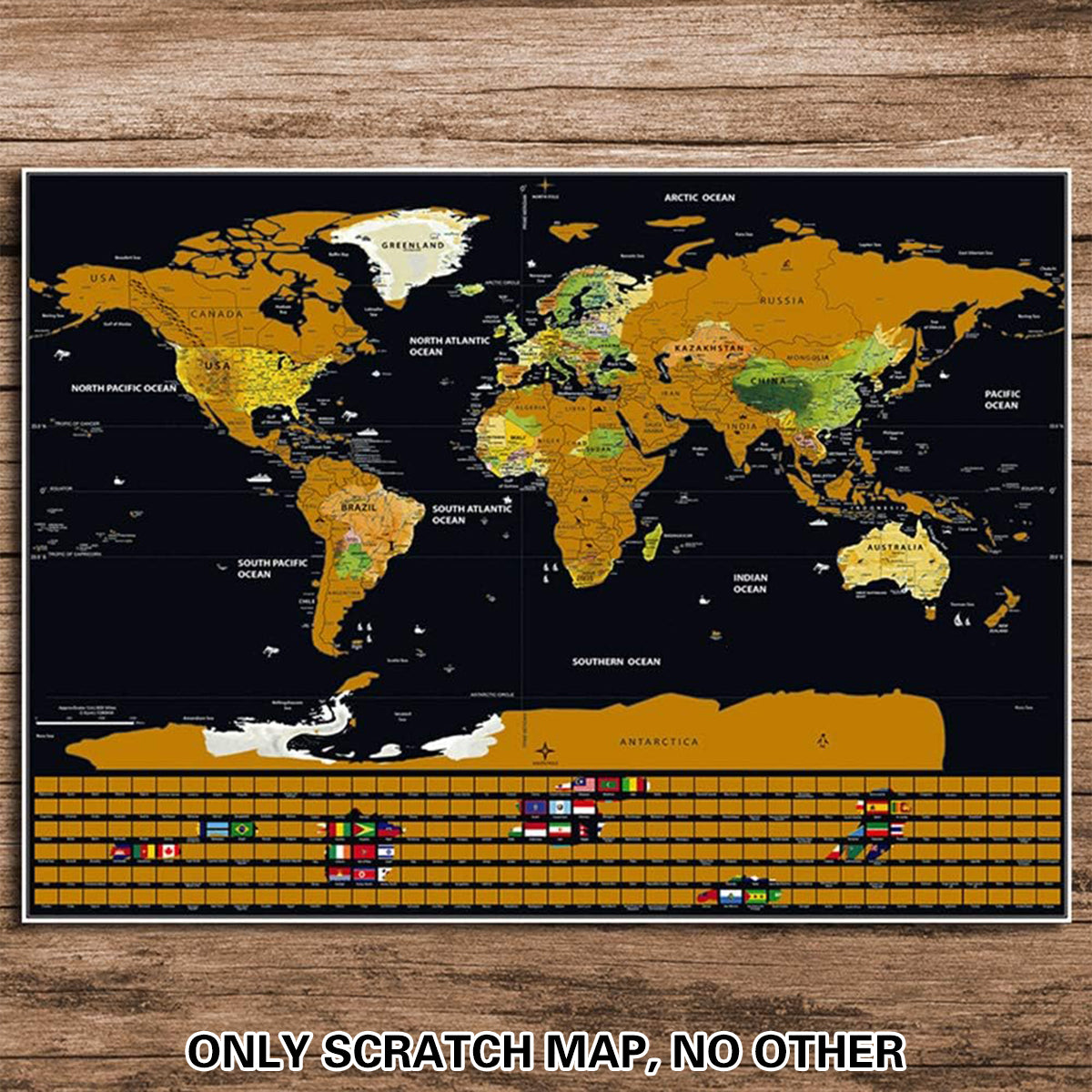 Deluxe Scratch Off World Map Interactive Travel Poster