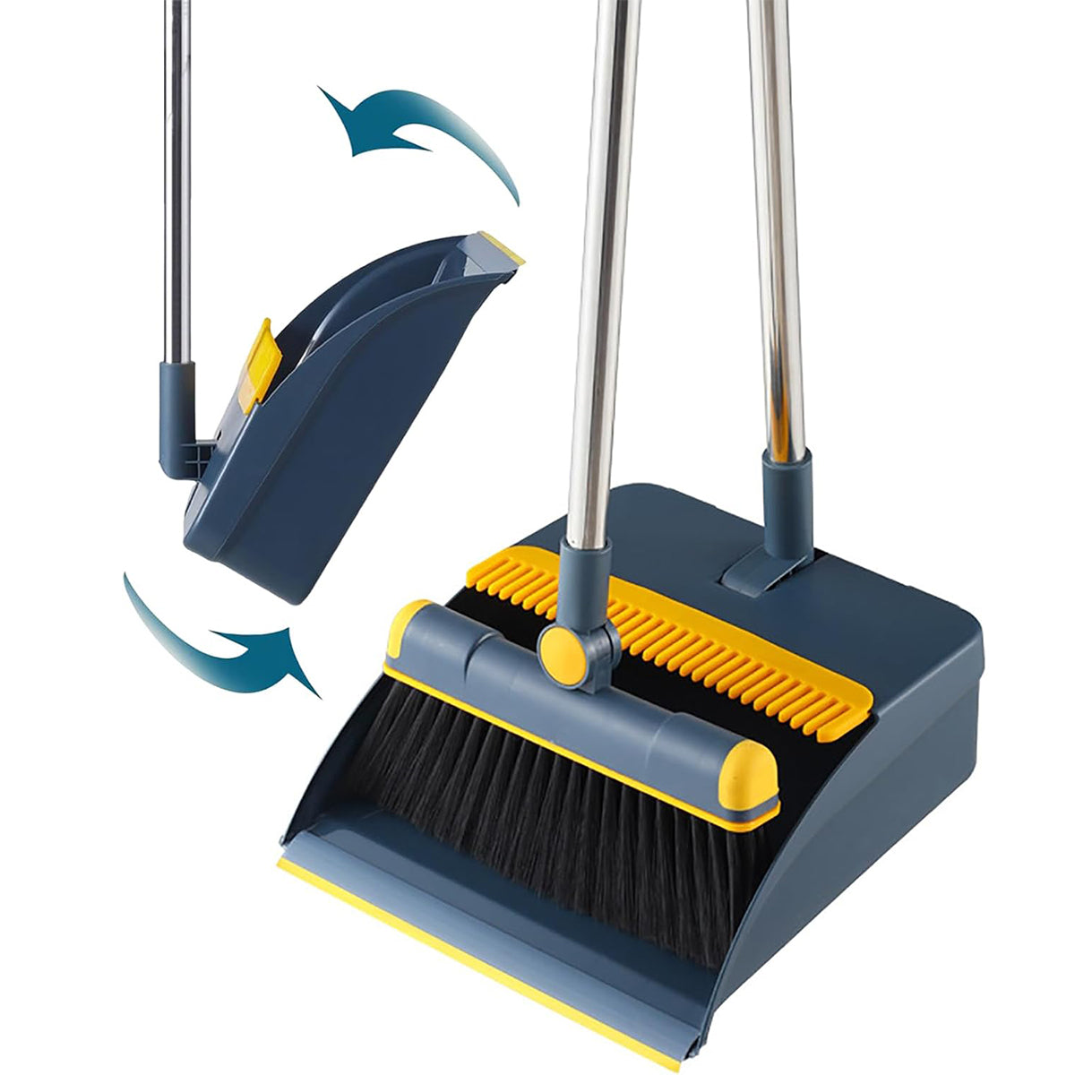 Folding Broom and Dustpan Set Rotating Head Comb
