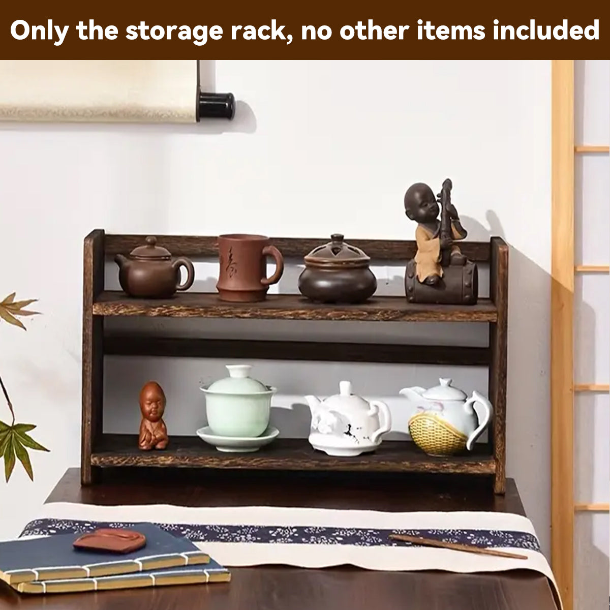 Solid Wood Movable Book Stand Desk Shelf Storage Decor