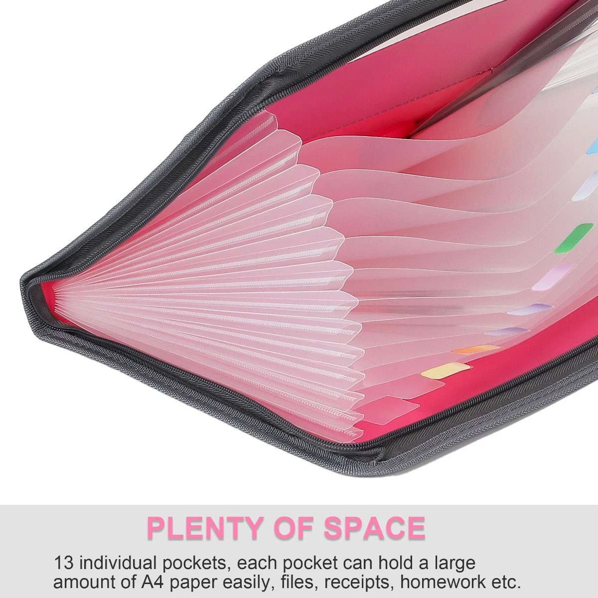 Accordion File Folder 13 Pockets Double Zipper Waterproof