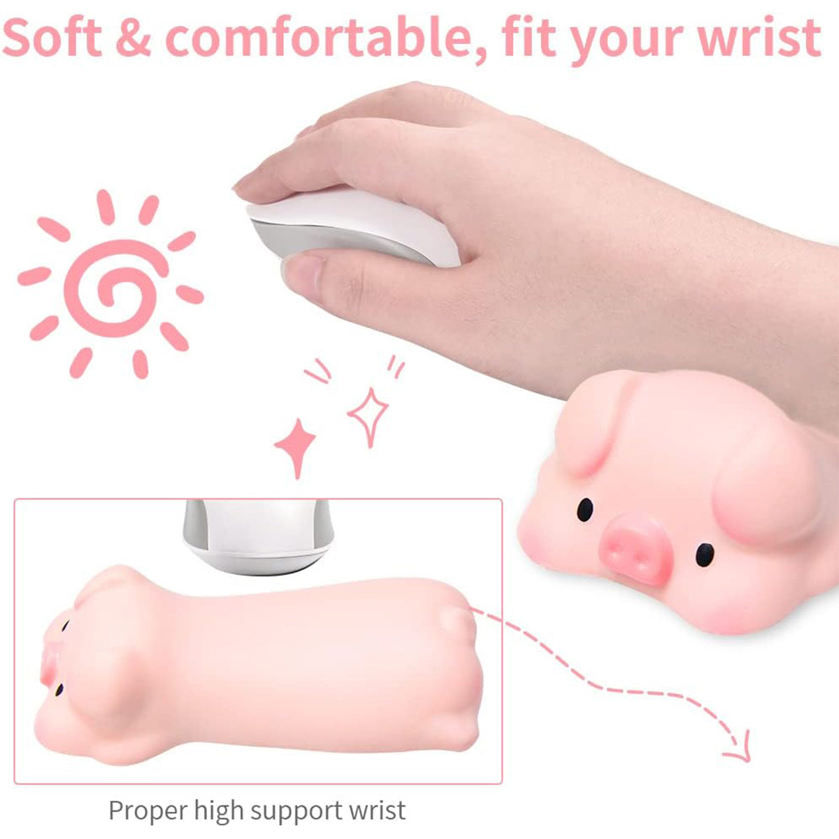 3 Pcs Mouse Wrist Rest Pads Memory Foam Cute Cat Pig Rabbit