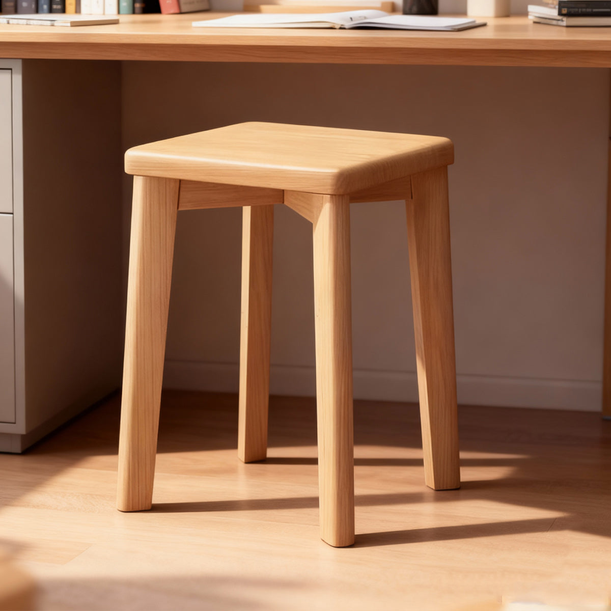 Solid Wood Square Stool for Dining Makeup Home