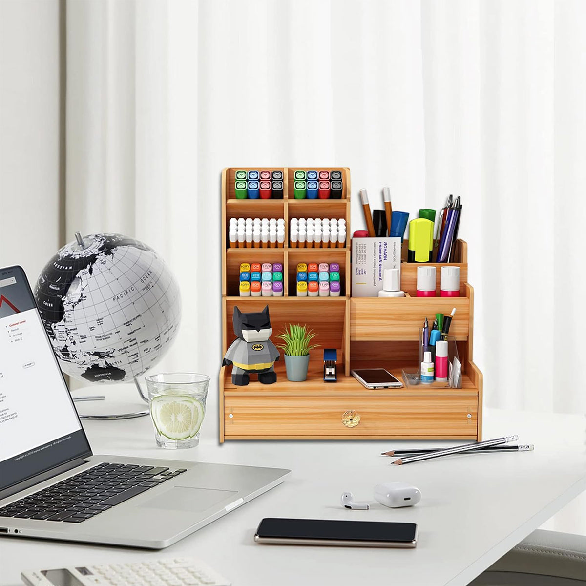 Desktop Office Organizer with Drawer and Pen Holder