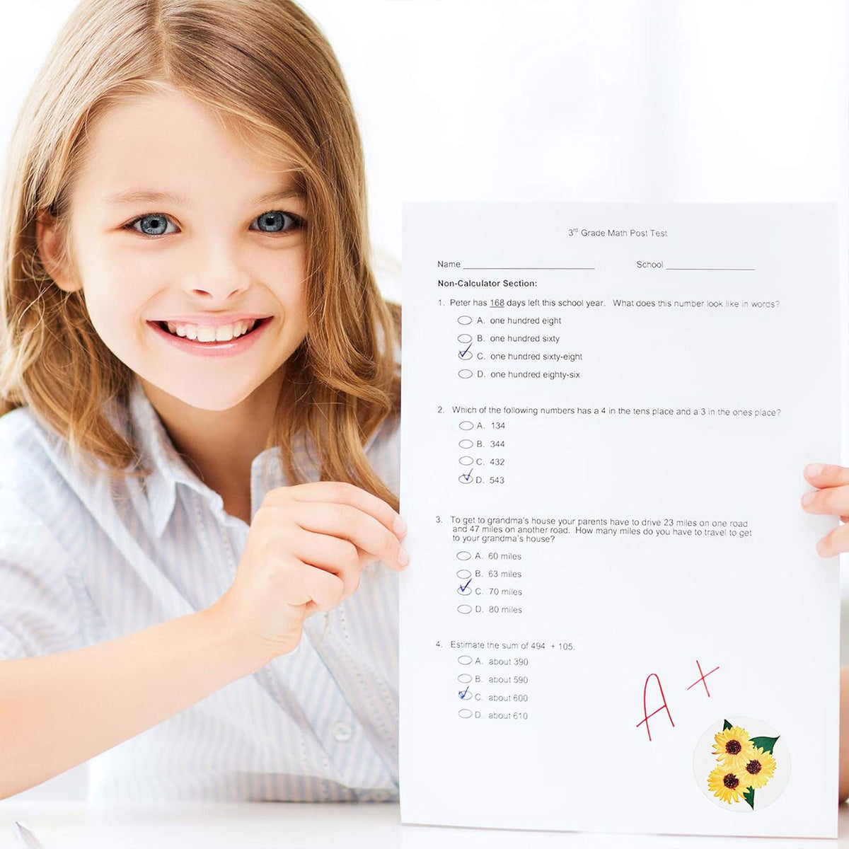 2 Rolls Sunflower Decorative Stickers Self-Adhesive Labels