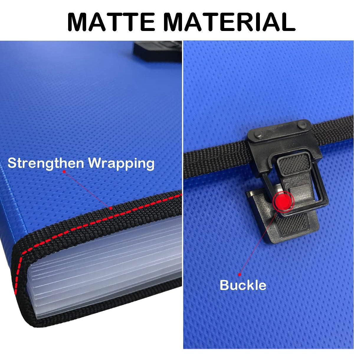 A4 Expanding File Folder 13 Pockets with Handle Blue PP