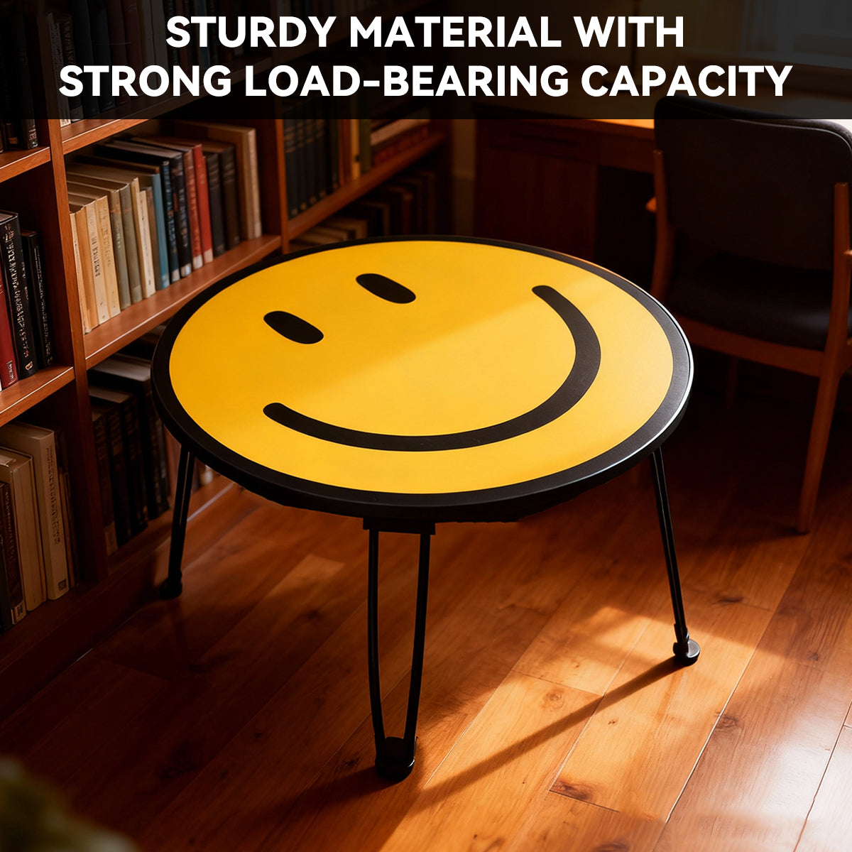 Foldable Small Table with Smiley Face Pattern for Children Use