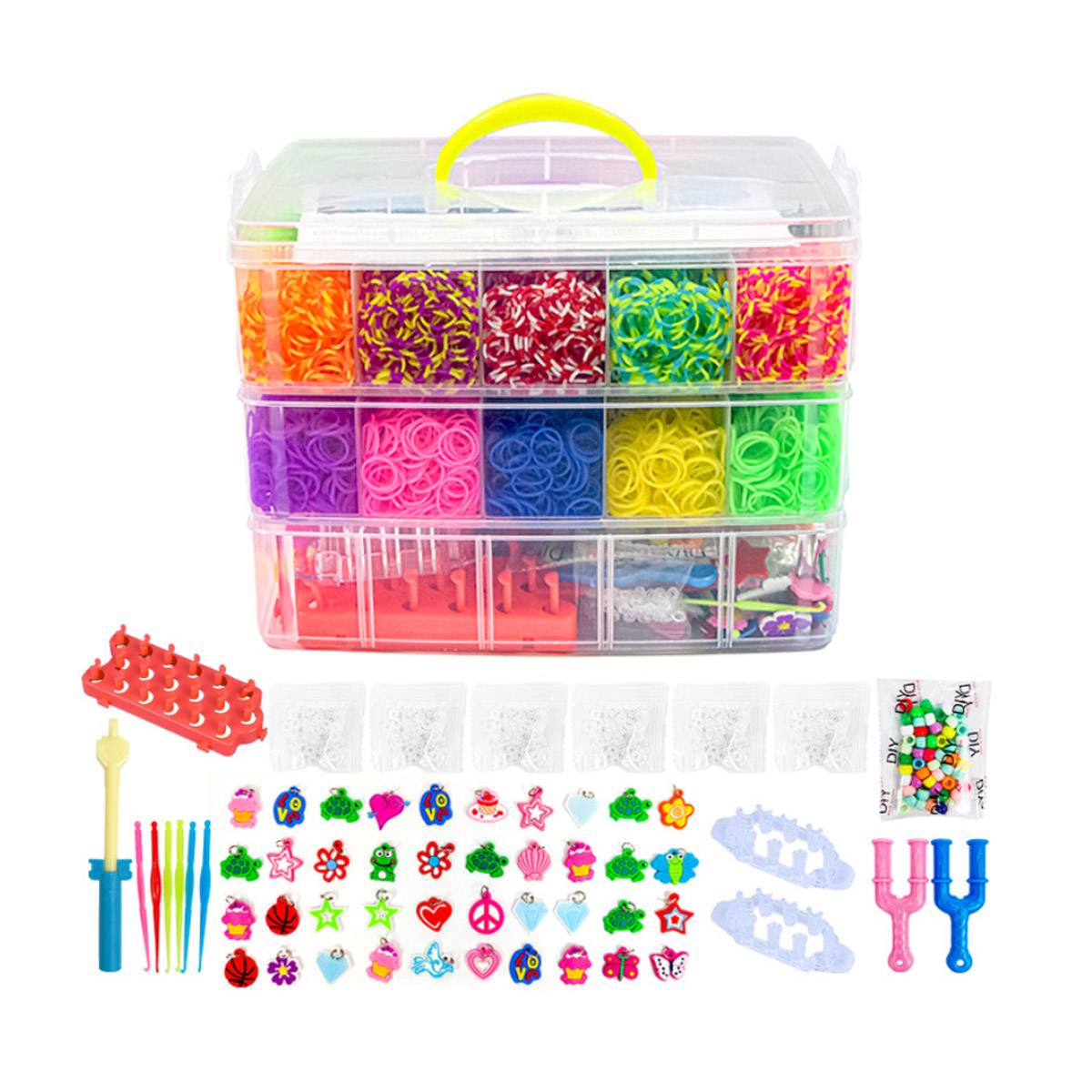 15000 Pcs Rainbow Rubber Bands with Storage Case