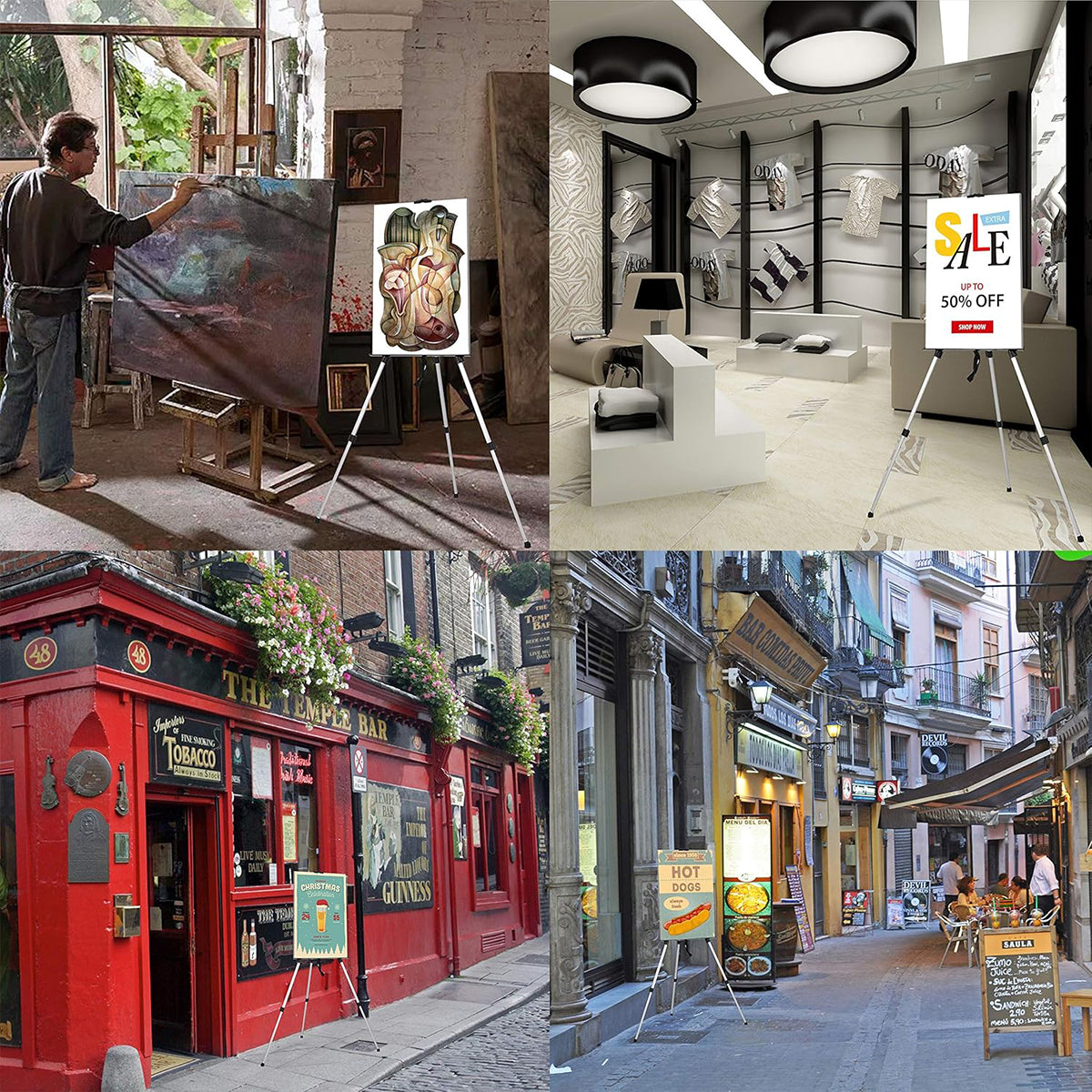 Aluminum Alloy POP Stand Telescopic Tripod Display Easel