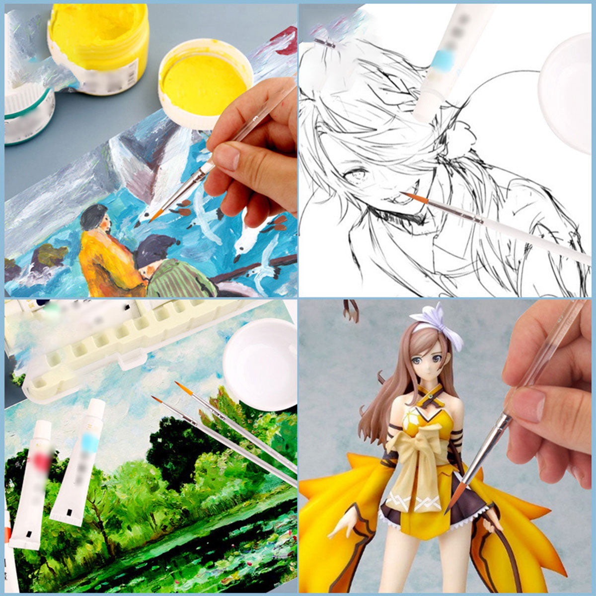 6 Pcs Detail Paint Brushes with Nylon Hair and Acrylic Rod