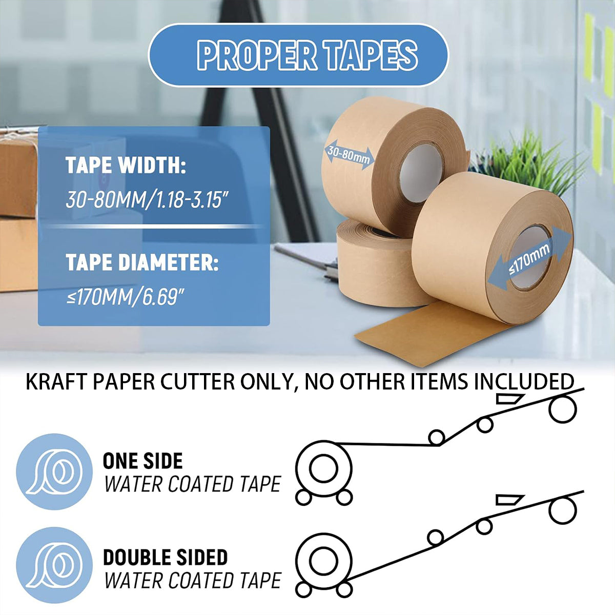 Water Activated Kraft Tape Dispenser for Boxes