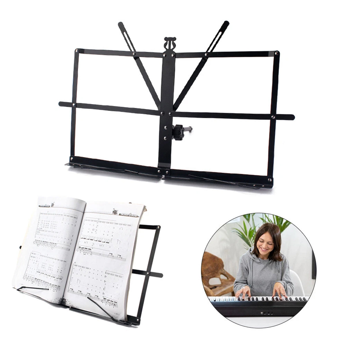 Portable Folding Music Stand Iron Book Holder