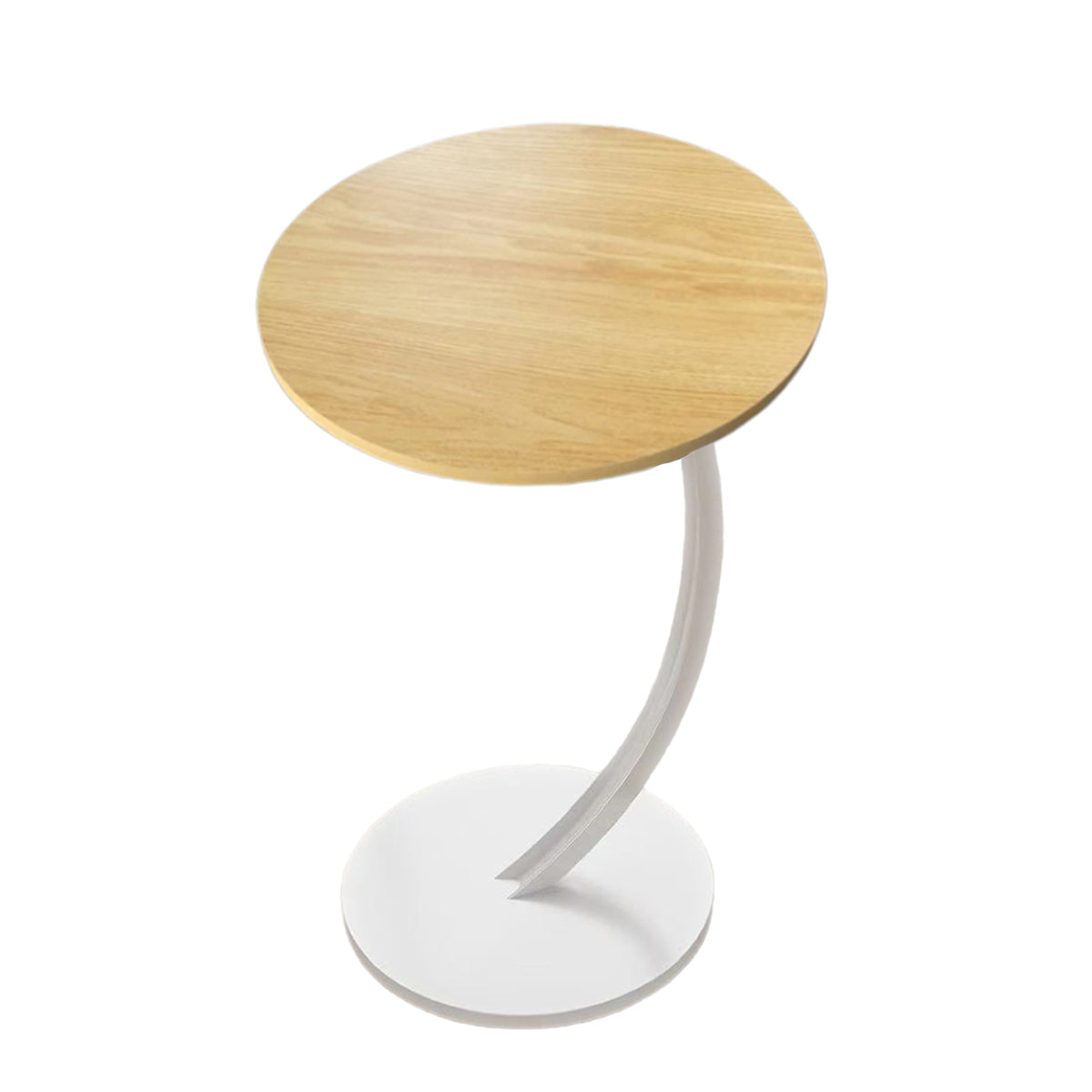 C-Shaped Side Table with Metal Frame for Sofa