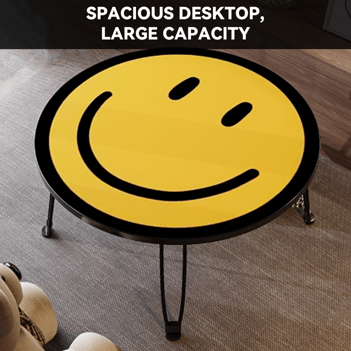 Foldable Small Table with Smiley Face Pattern for Children Use