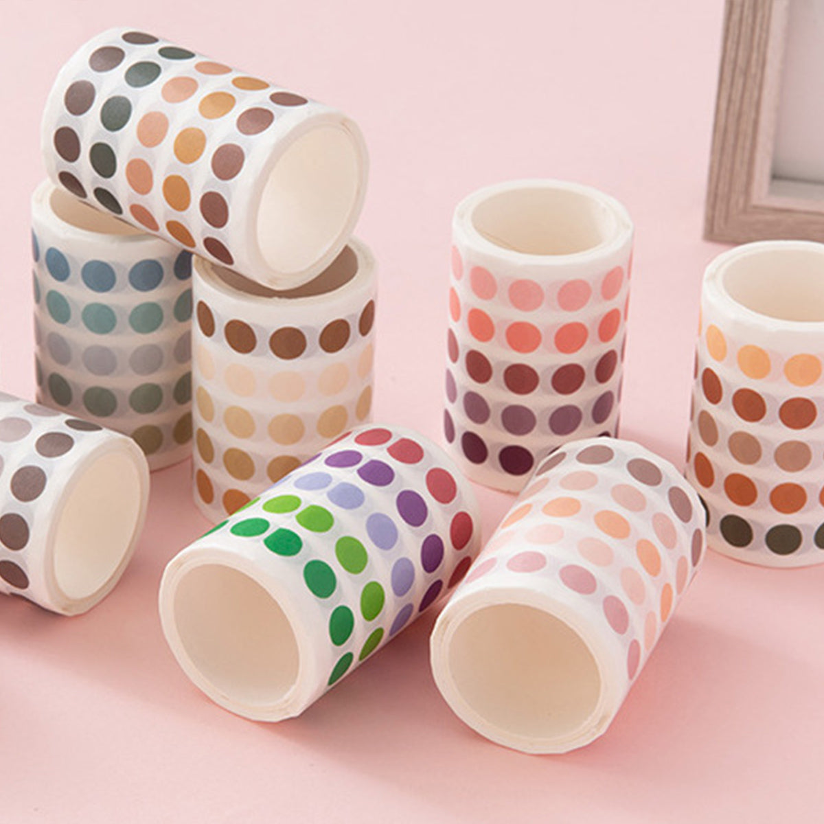 9 Pcs Washi Tape Set Dot Gradient Stickers for Scrapbooking and Journaling