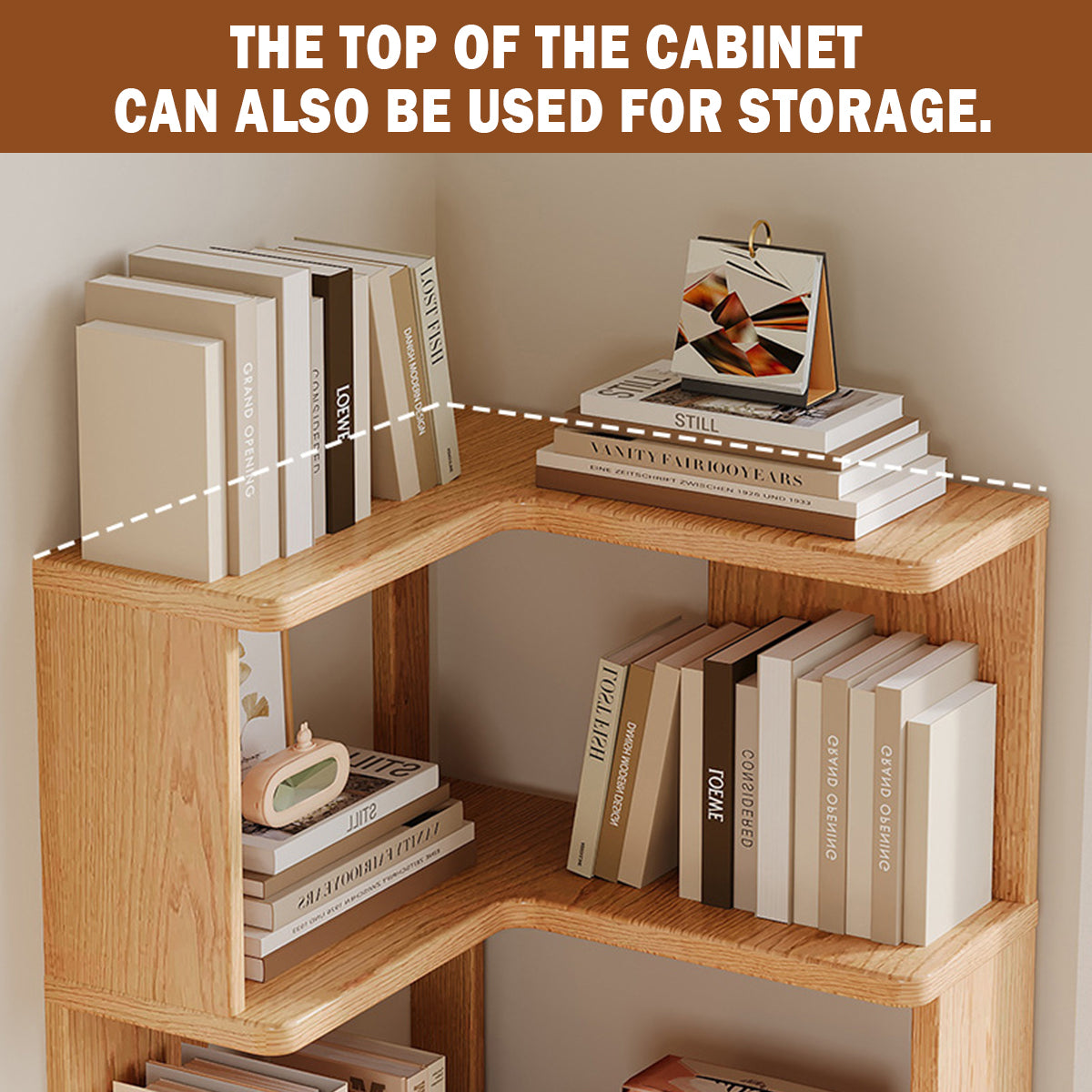 Solid Wood Corner Bookshelf Space Saving Floor Storage