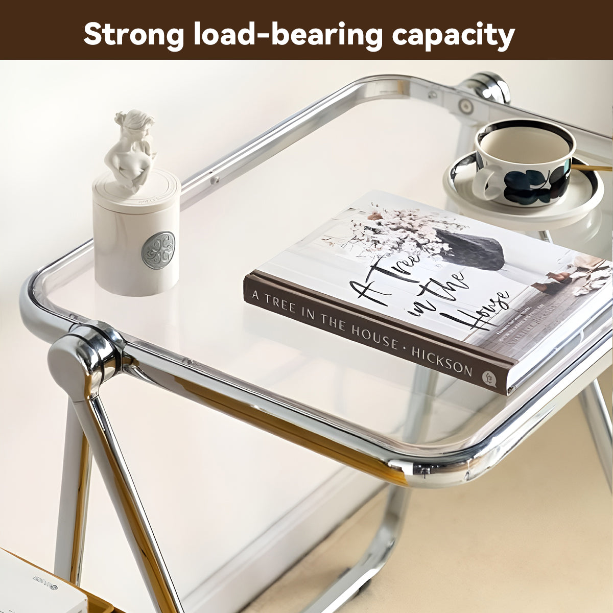 Foldable Transparent Coffee Table with PET Top