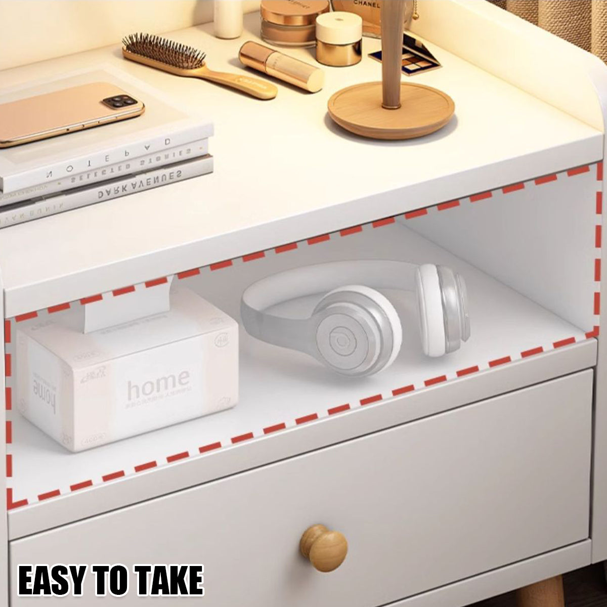 Minimalist Bedside Table Cabinet with Drawers