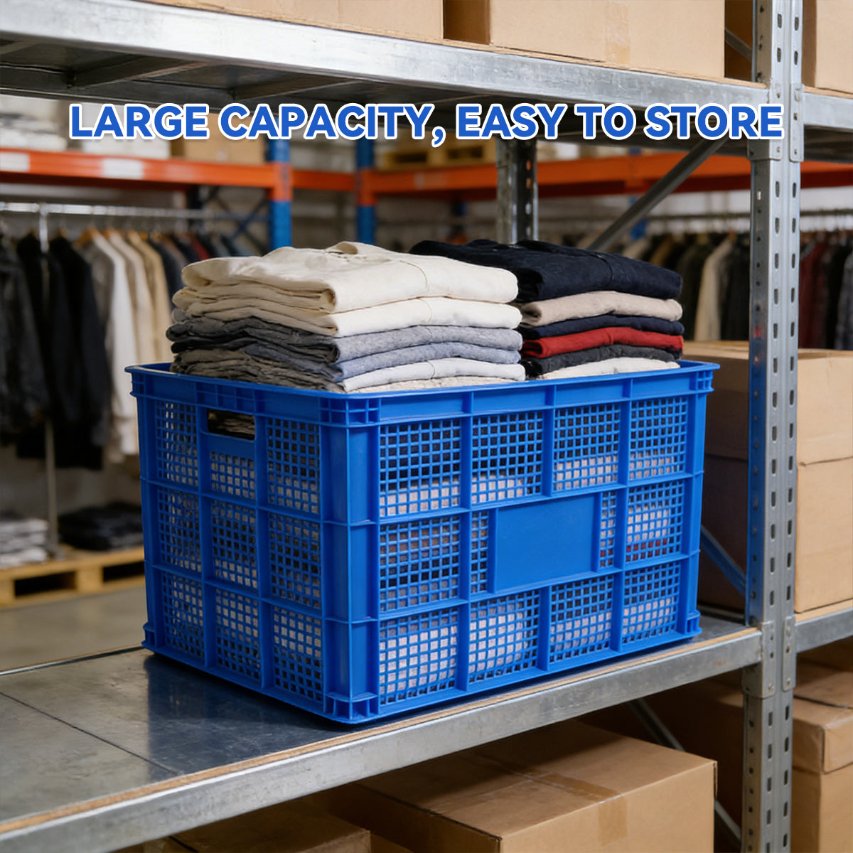2pcs Heavy Duty PE Plastic Storage Baskets