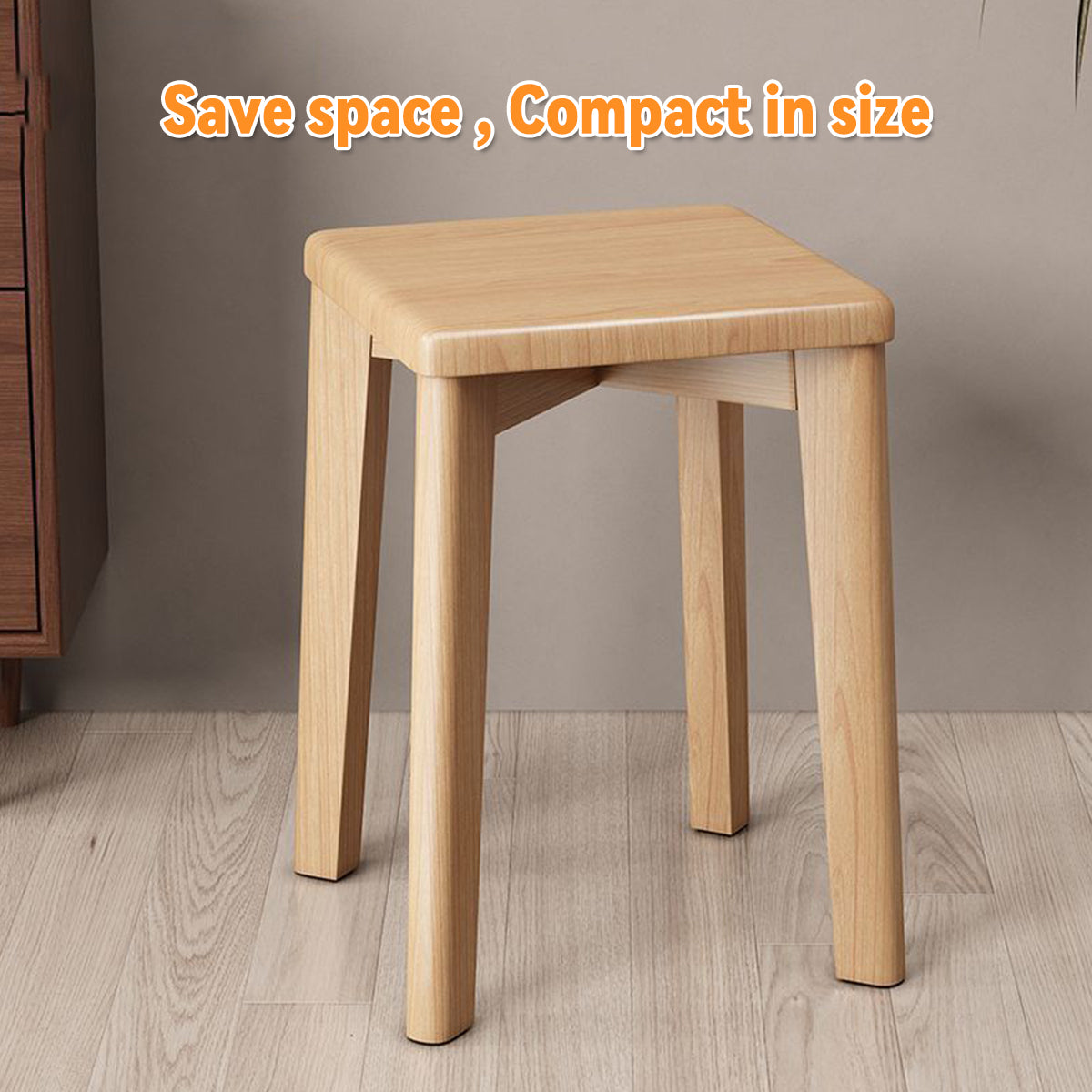 Solid Wood Square Stool for Dining Makeup Home