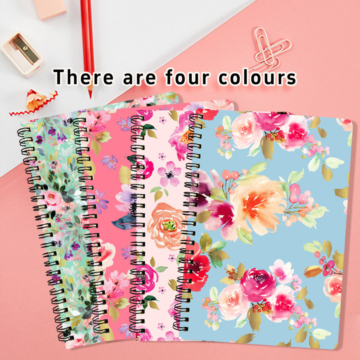 4 Pcs Loose-Leaf Notebooks Vintage Floral Thick Paper