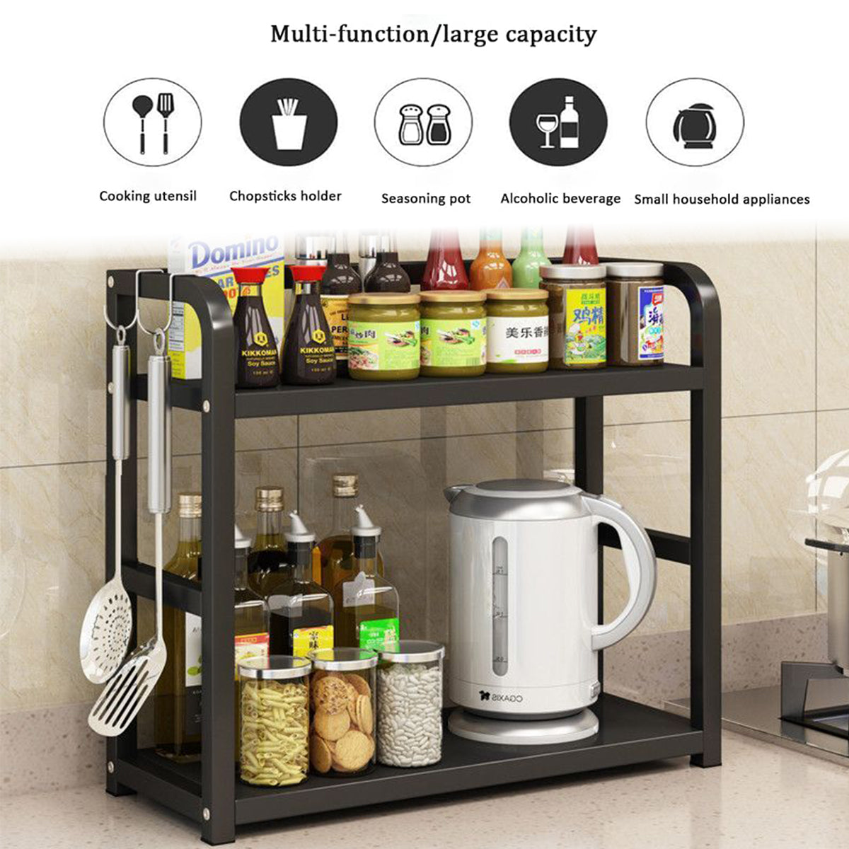 2-Tier Kitchen Storage Rack Countertop Organization