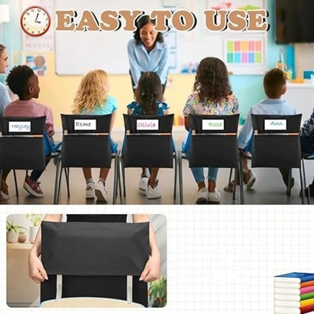 6 Pcs Chair Back Hanging Bags for Classroom