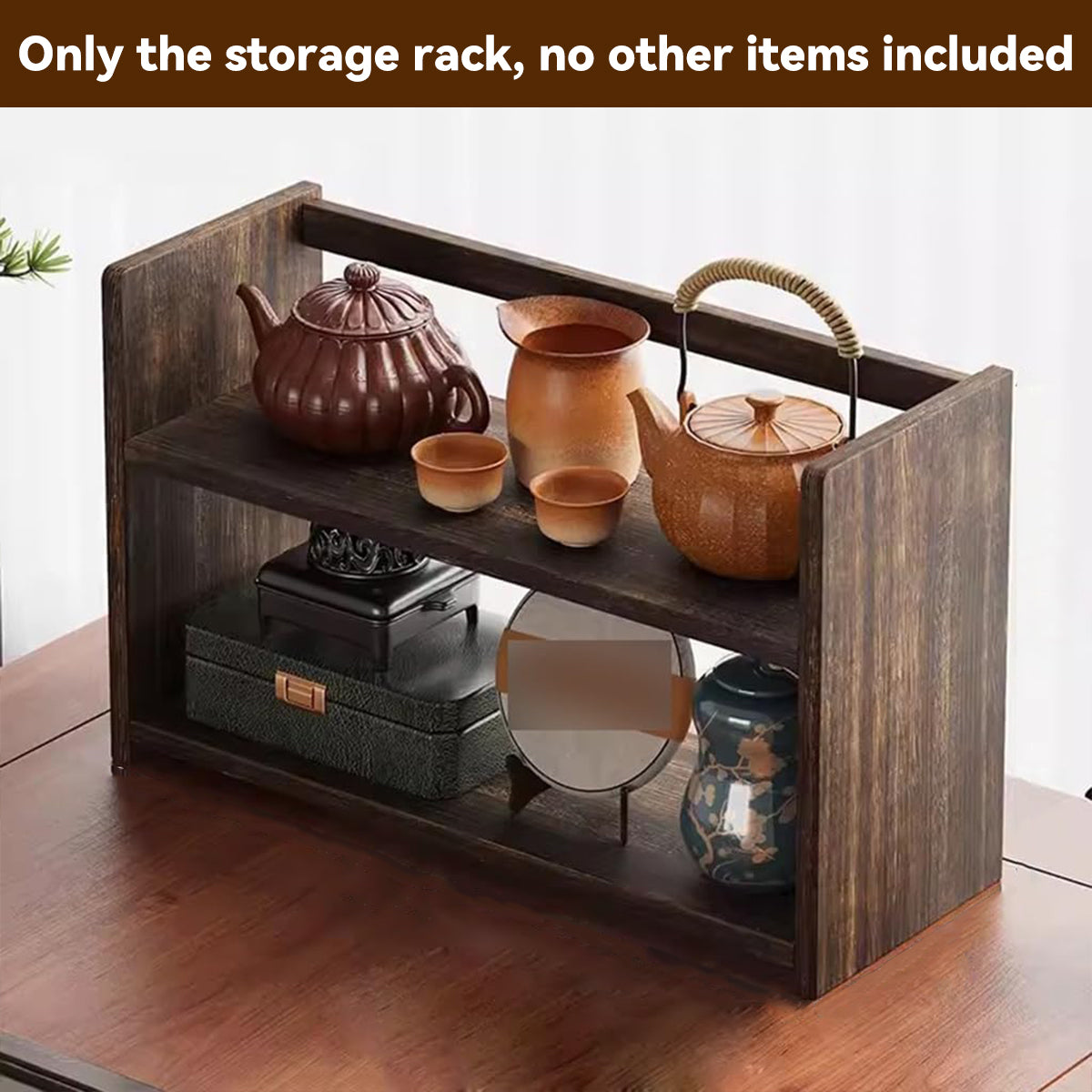 Solid Wood Movable Book Stand Desk Shelf Storage Decor