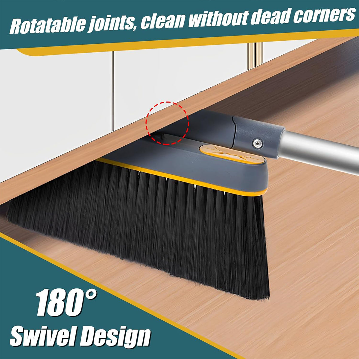 Folding Broom and Dustpan Set Rotating Head Comb
