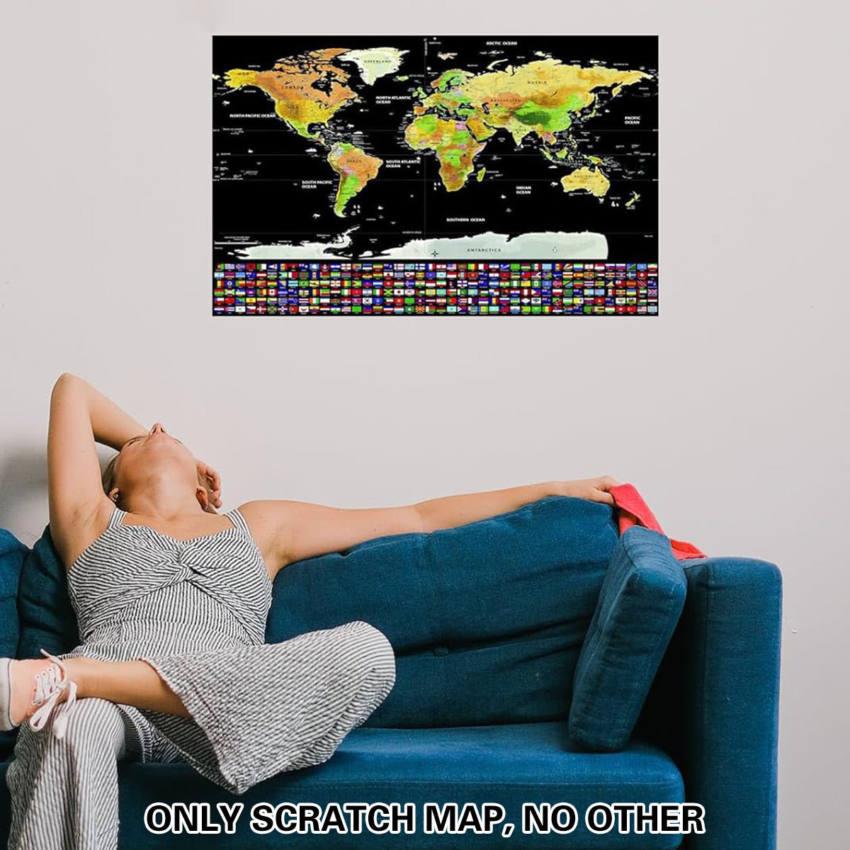 Deluxe Scratch Off World Map Interactive Travel Poster
