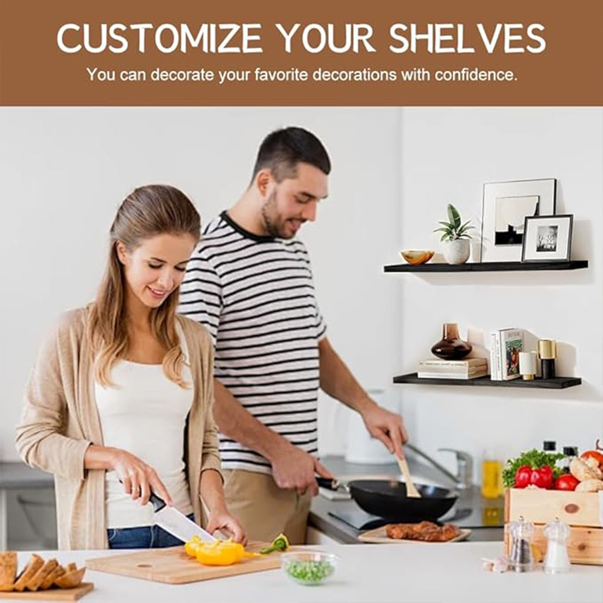 3pcs Wooden Wall Shelf Set for Home Decor