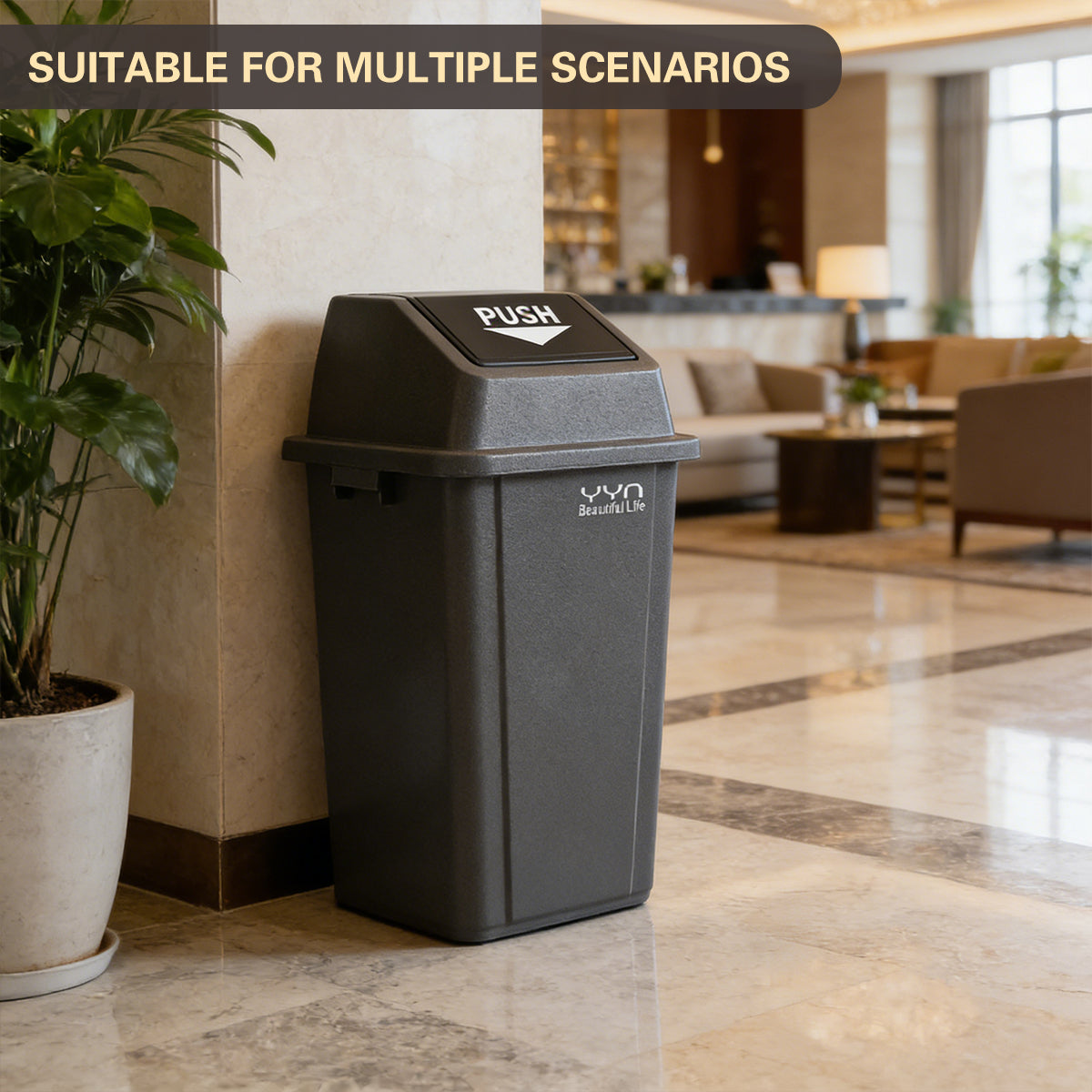 100L Square Trash Can with Handle and Lid Option