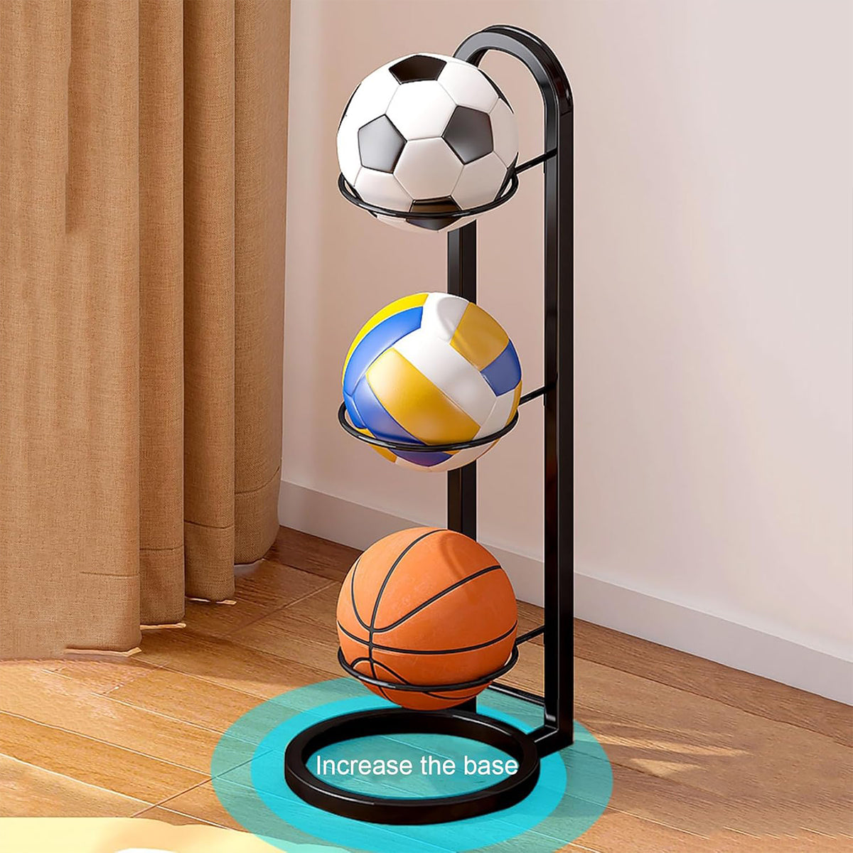3-4 Tier Ball Storage Rack for Basketball Sports