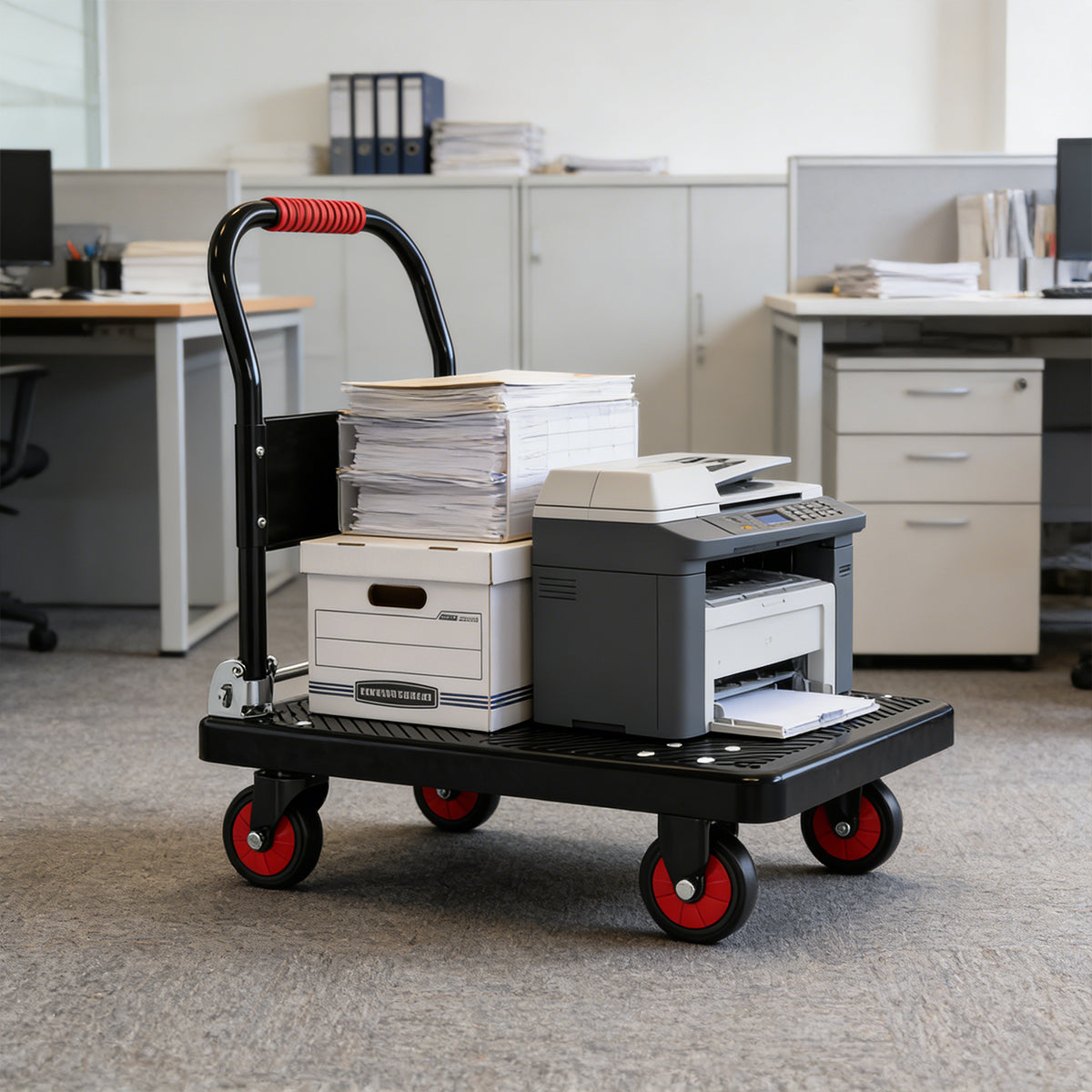 Folding Handle Flatbed Cart with 275kg Capacity