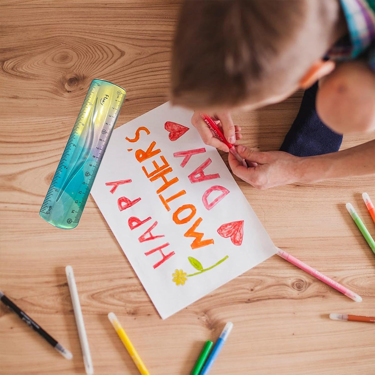 2PCS Colourful Bendable Soft Rulers 15cm Foldable Flexible Set